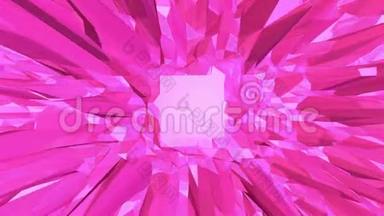 玫瑰或粉红色低聚表面作为奇妙的浮雕。 多边形数字马赛克红色环境或背景与移动